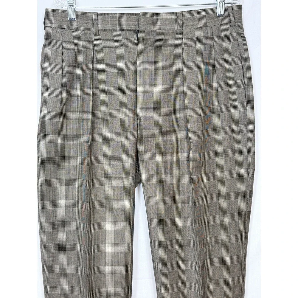 Polo Ralph Lauren Suit Mens 40/34 Brown Glen Plaid Wool 2 Piece Blazer Pants VTG